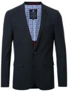 Loveless Notched Lapel Blazer, Men's, Size: Small, Black, Polyester/wool