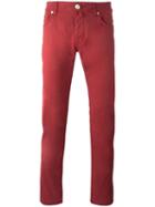 Jacob Cohen Tapered Trousers, Men's, Size: 35, Red, Cotton/spandex/elastane