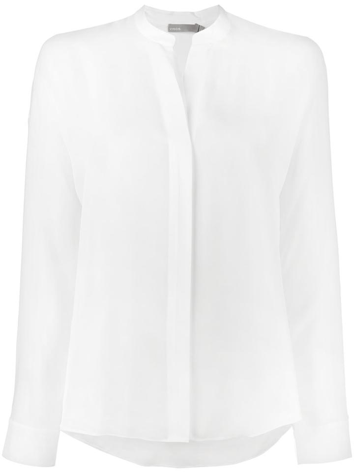 Vince Long Sleeve Blouse, Women's, Size: 10, White, Silk