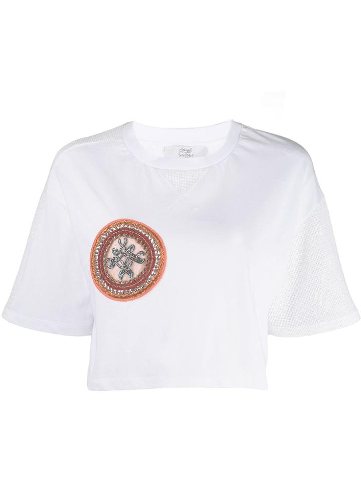 Mr & Mrs Italy Embroidered Crop Top - White