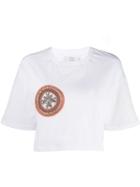 Mr & Mrs Italy Embroidered Crop Top - White