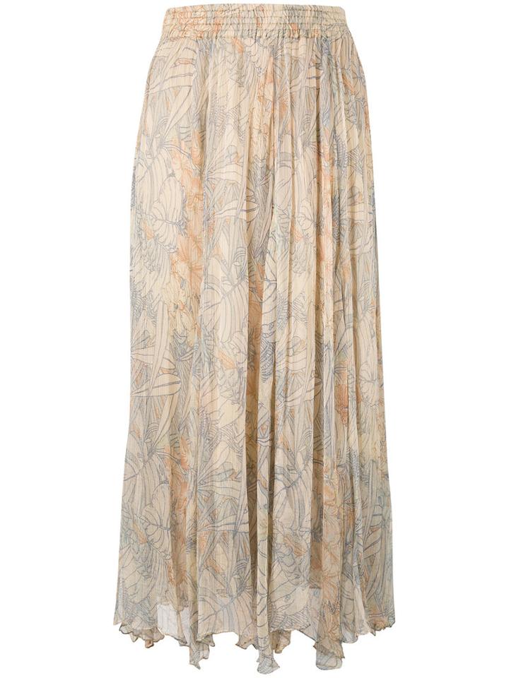 Mes Demoiselles - Printed Layer Skirt - Women - Cotton/viscose - 38, Nude/neutrals, Cotton/viscose