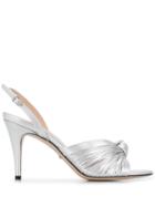 Gucci Knotted High Heel Sandals - Silver