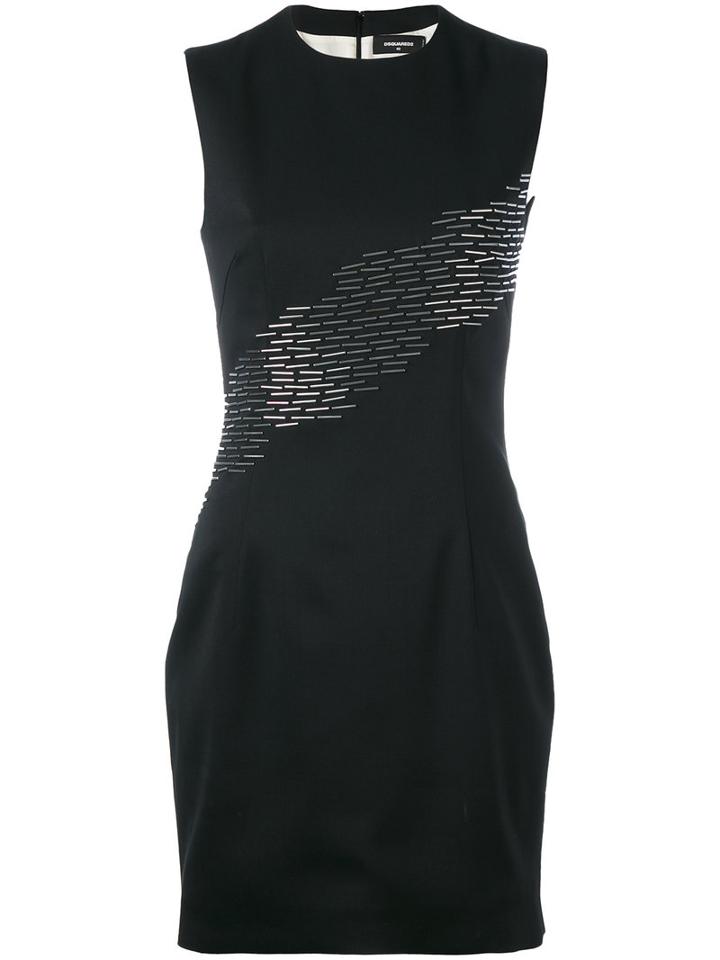 Dsquared2 - Sequin Detail Fitted Dress - Women - Polyester/spandex/elastane/viscose/virgin Wool - 42, Black, Polyester/spandex/elastane/viscose/virgin Wool