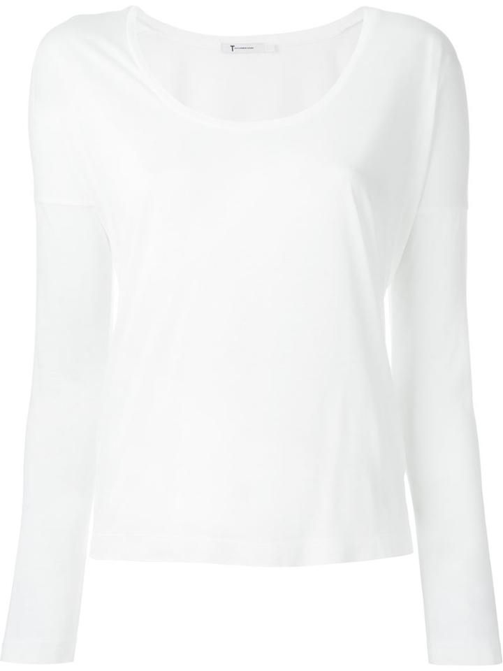 T By Alexander Wang Jersey Longsleeved Top, Women's, Size: L, White, Viscose