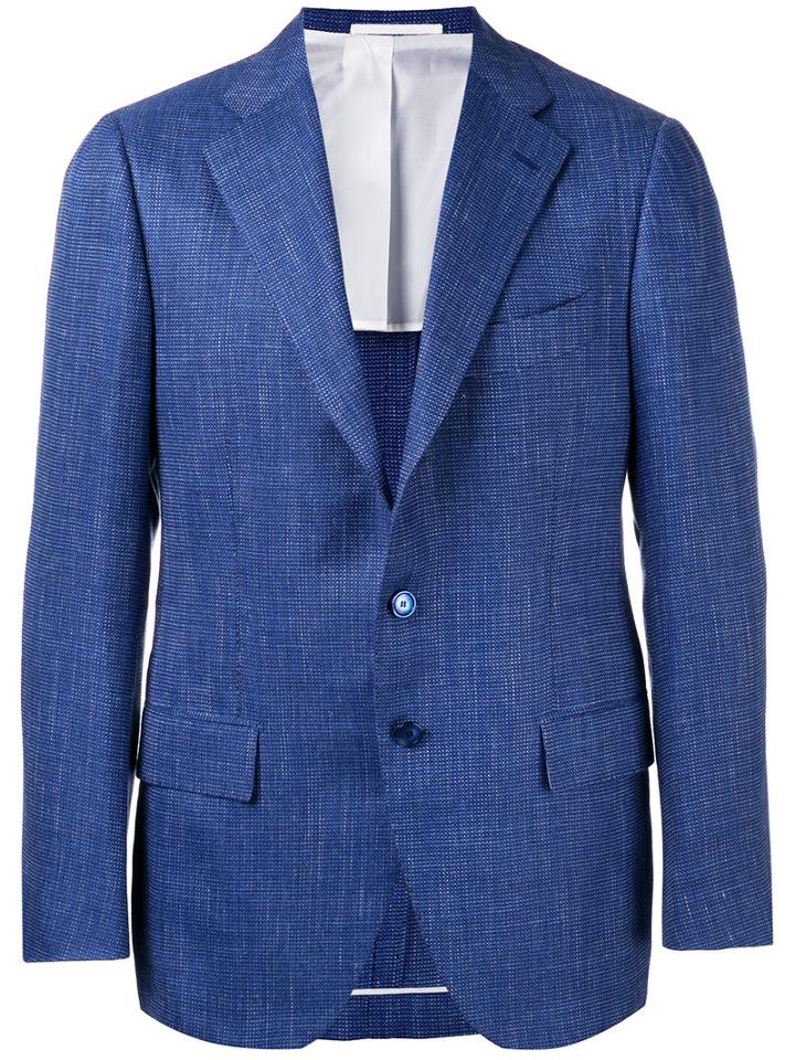 Cesare Attolini - Texture Blazer - Men - Silk/linen/flax/wool/bemberg - 50, Blue, Silk/linen/flax/wool/bemberg