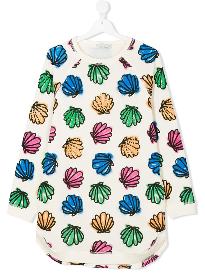 Stella Mccartney Kids Shell Print Sweatshirt Dress - White