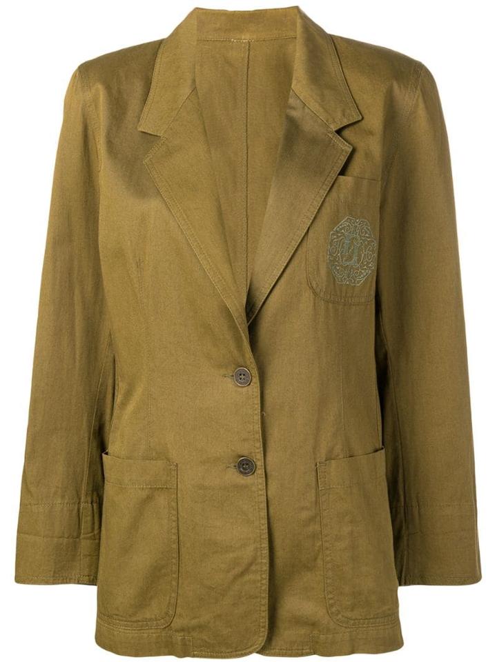 Fendi Pre-owned Embroidered Chest Logo Blazer - Green