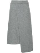 Nehera Asymmetric Hem Rib Knitted Skirt - Grey