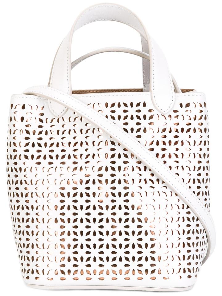 Azzedine Alaia Cut-out Pattern Tote, Women's, White, Leather