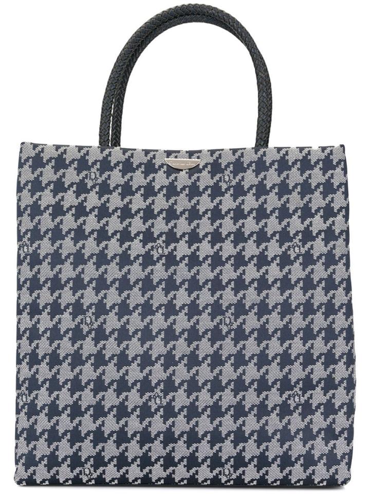 Christian Dior Vintage Plaid Hand Tote Bag - Blue