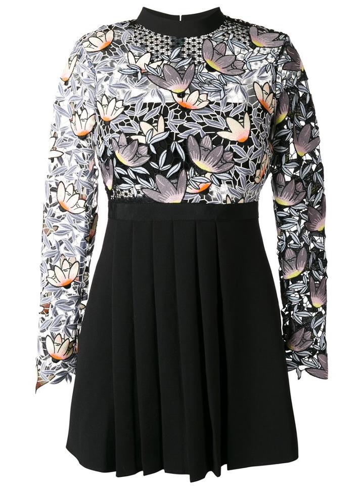 Self-portrait Mixed Peony Dress, Women's, Size: 6, Black, Polyester/spandex/elastane/viscose
