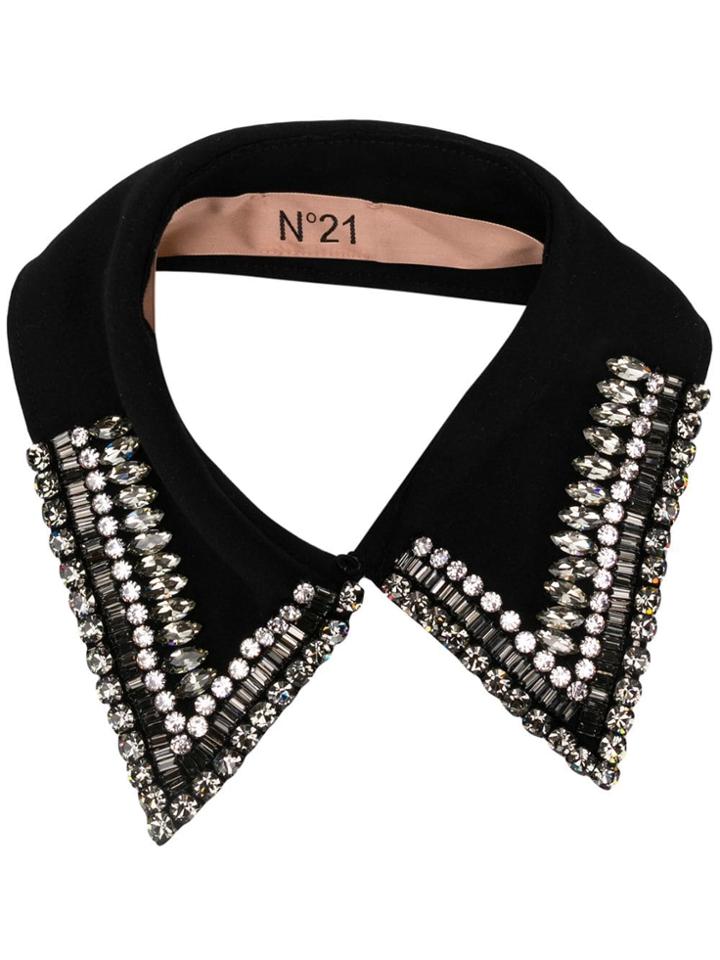 No21 Crystal Embellished Collar - Black