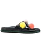 Fendi Pom Pom Slides - Black