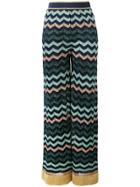 M Missoni Wide Leg Knit Trousers - Blue