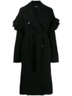 Ann Demeulemeester Ruffled Sleeve Trench Coat - Black