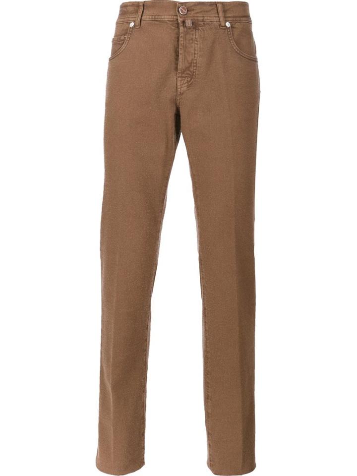 Kiton Slim-fit Jeans, Men's, Size: 36, Brown, Cotton/spandex/elastane/wool