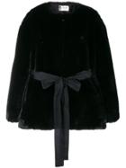 Lanvin Faux Fur Belted Jacket - Black