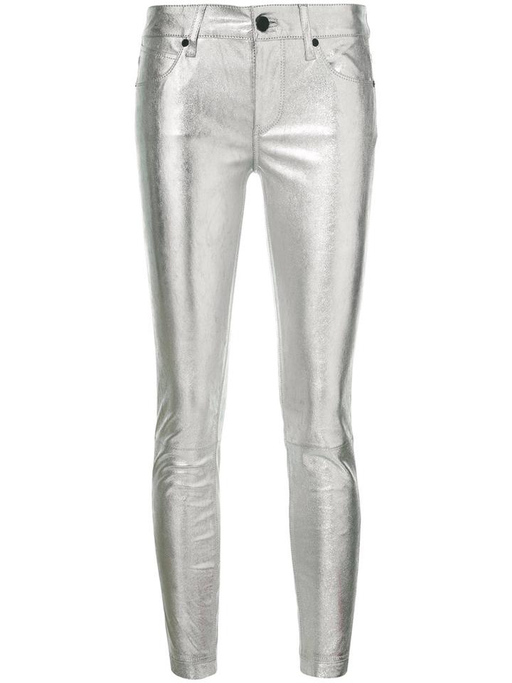 Rta Skinny Leather Pants, Size: 28, Grey, Lamb Skin