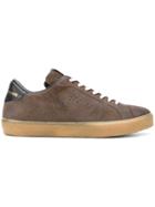 Leather Crown Lace-up Sneakers - Brown