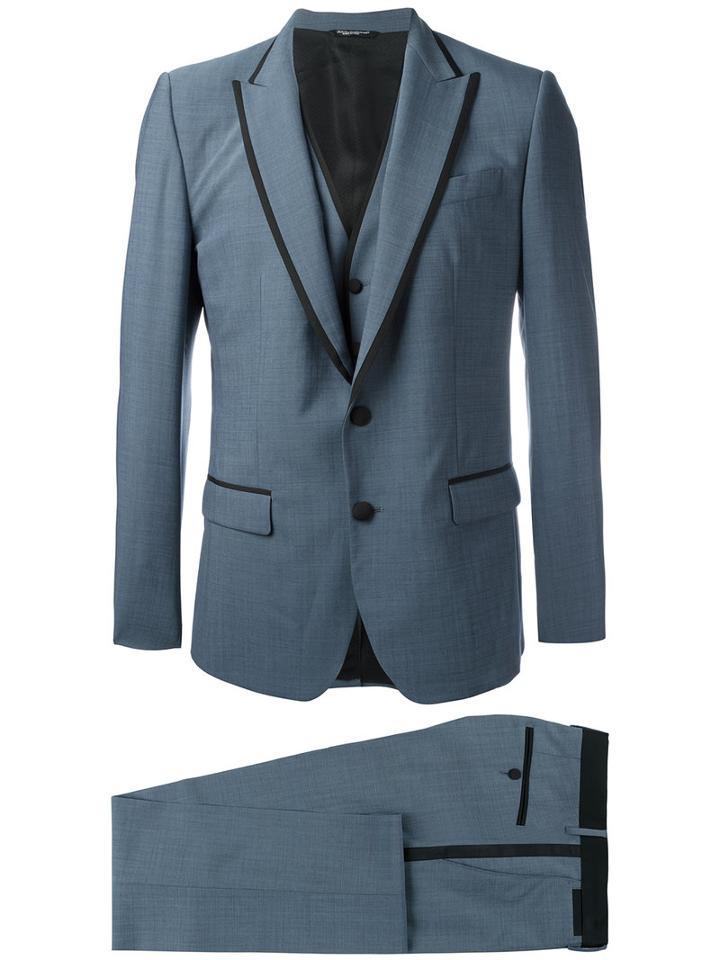 Dolce & Gabbana Formal Suit, Men's, Size: 46, Blue, Virgin Wool/silk/spandex/elastane/cupro