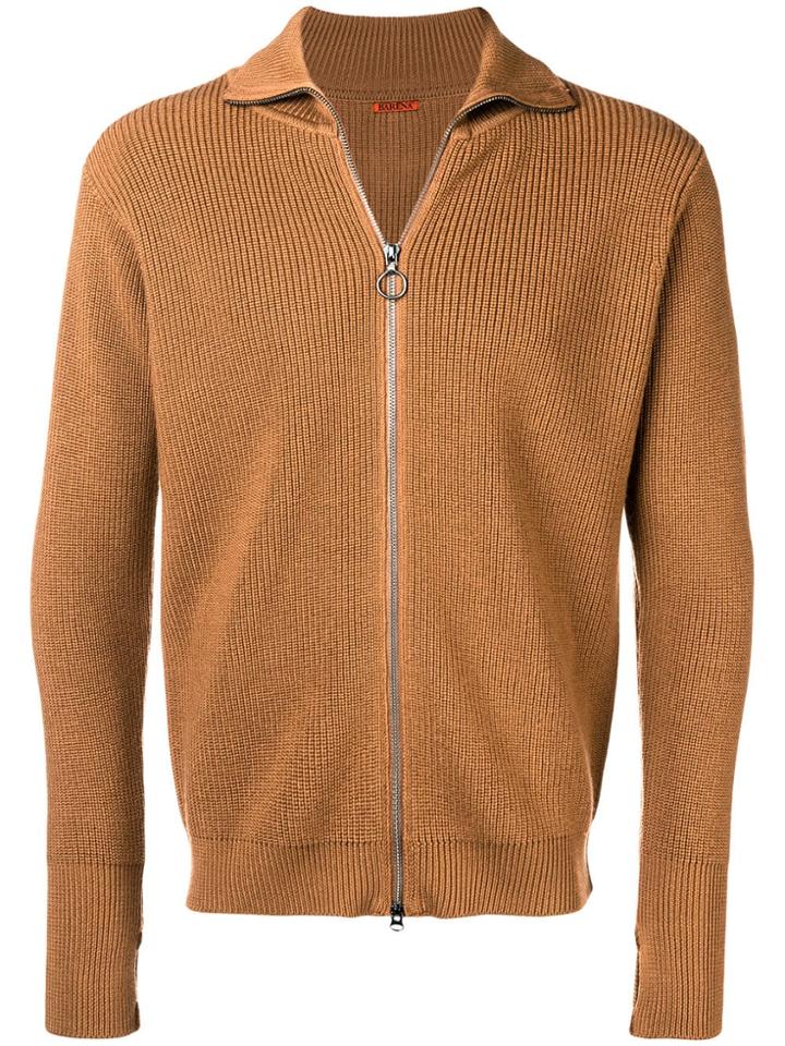 Barena High Neck Zipped Cardigan - Brown