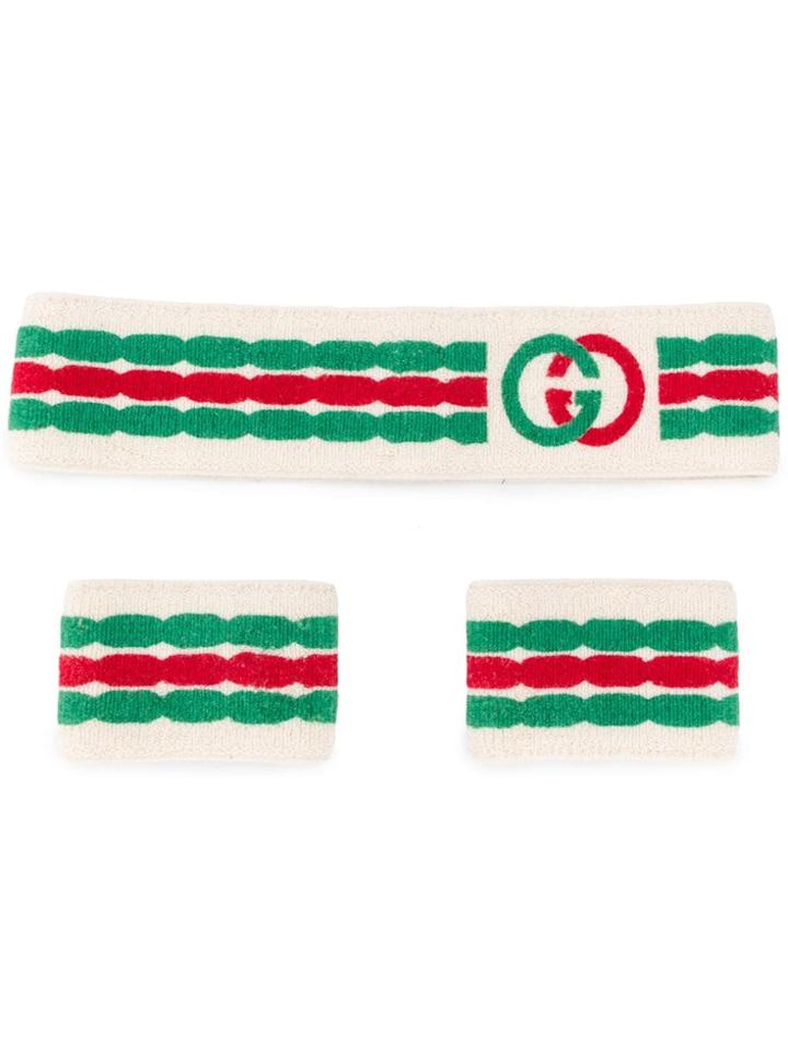 Gucci Double G Headband And Wrist Cuffs - Neutrals