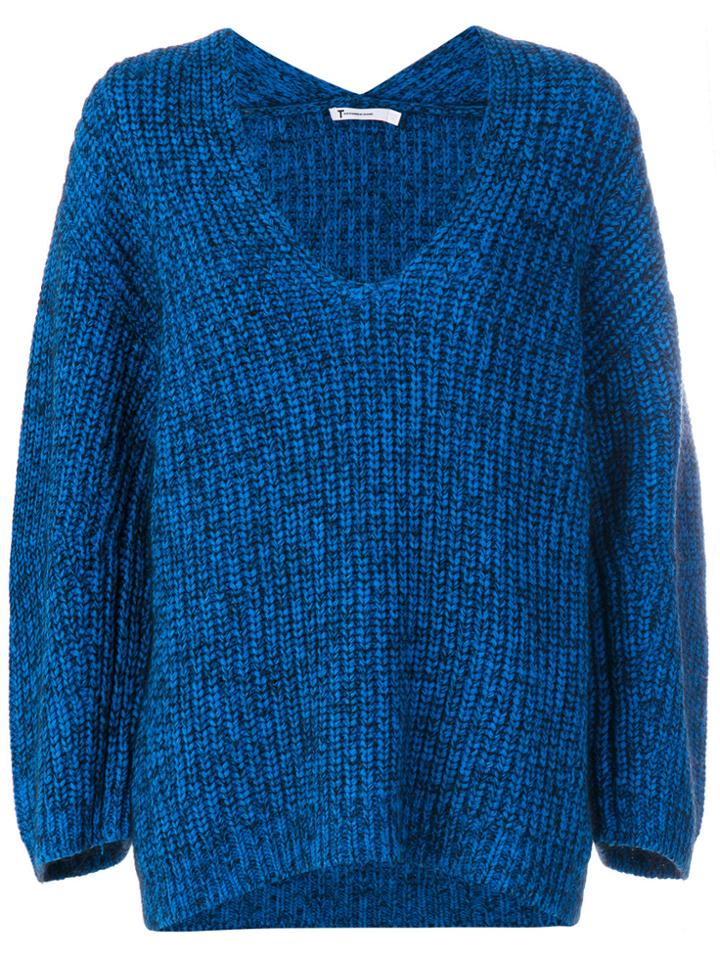 T By Alexander Wang Oversized V-neck Jumper - Blue