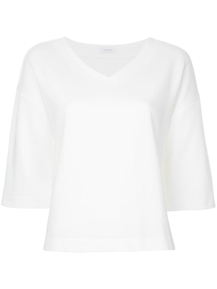 En Route - V-neck Knitted Top - Women - Cotton - One Size, White, Cotton