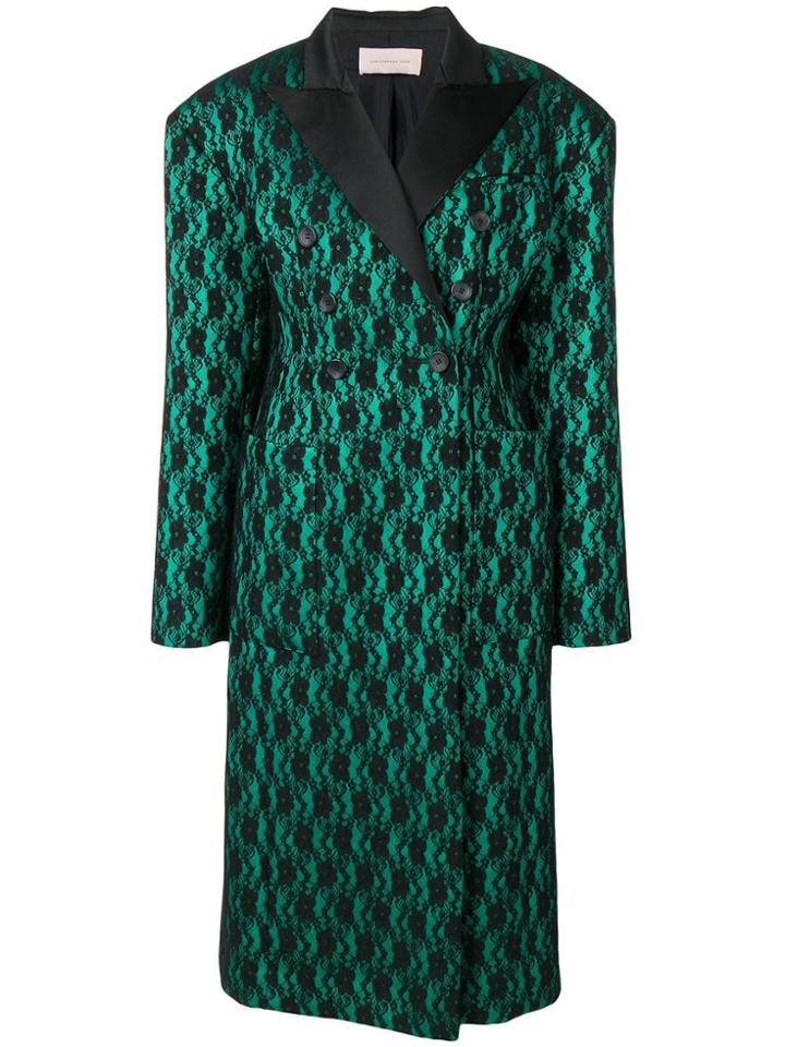 Christopher Kane Lace Bonded Satin Coat - Green