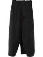 Yohji Yamamoto Apron Detail Cropped Trousers, Men's, Size: 3, Black, Wool/cotton/rayon