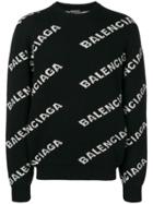 Balenciaga Logo Intarsia Jumper - Black