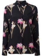 Rochas Floral Print Shirt, Women's, Size: 46, Black, Silk