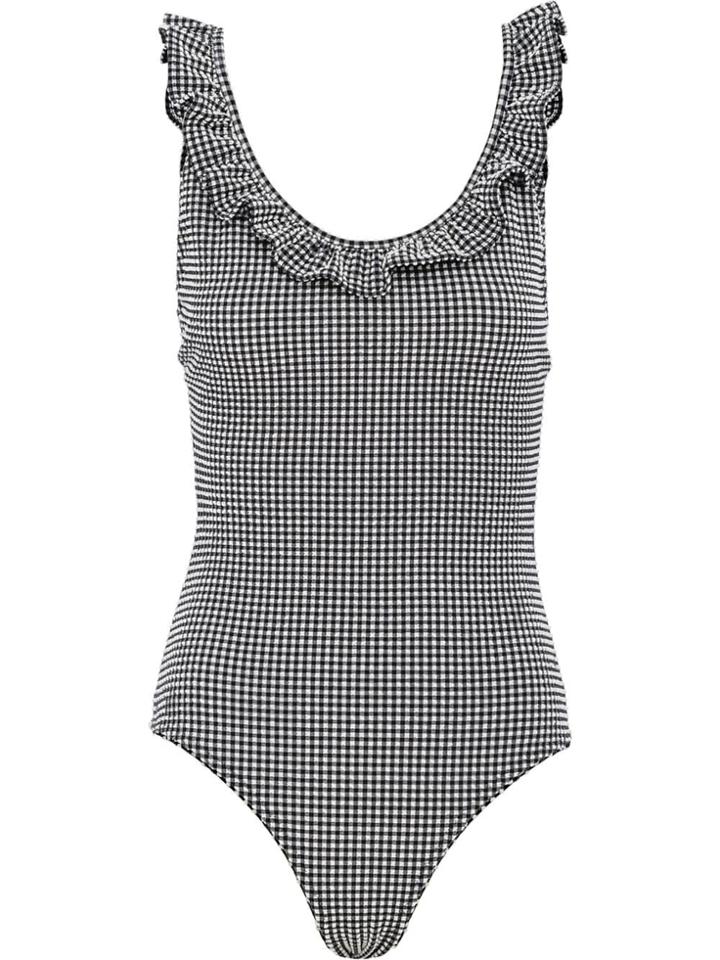 Miu Miu Check Print Swimsuit - Black