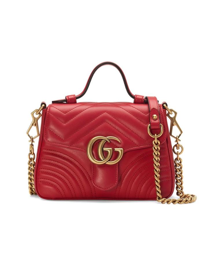 Gucci Gg Marmont Mini Top Handle Bag - Red