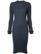 Maison Margiela - Ribbed Knit Dress - Women - Wool - S, Women's, Blue, Wool