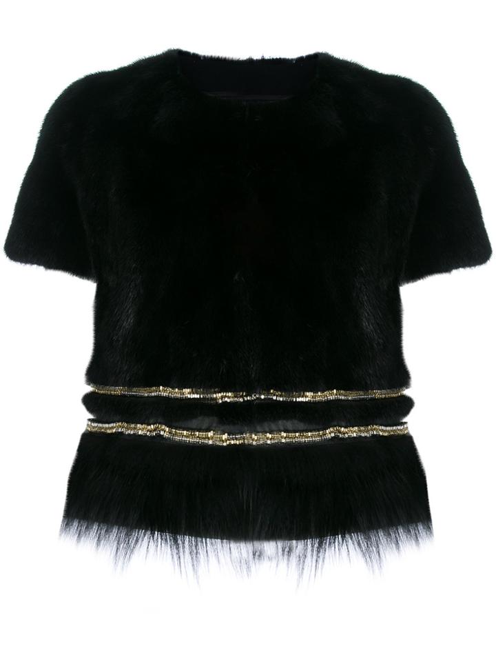 Yves Salomon Collarless Bolero-style Jacket - Black