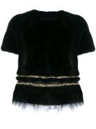 Yves Salomon Collarless Bolero-style Jacket - Black