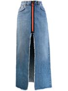 Gaelle Bonheur Long A-line Denim Skirt - Blue