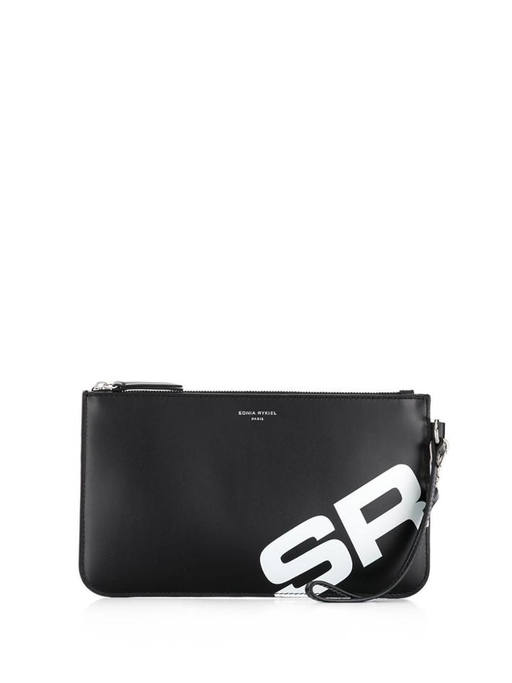 Sonia Rykiel Initial Print Clutch Bag - Black