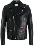 Saint Laurent - Bird Patch Biker Jacket - Men - Silk/cotton/lamb Skin/cupro - 48, Black, Silk/cotton/lamb Skin/cupro
