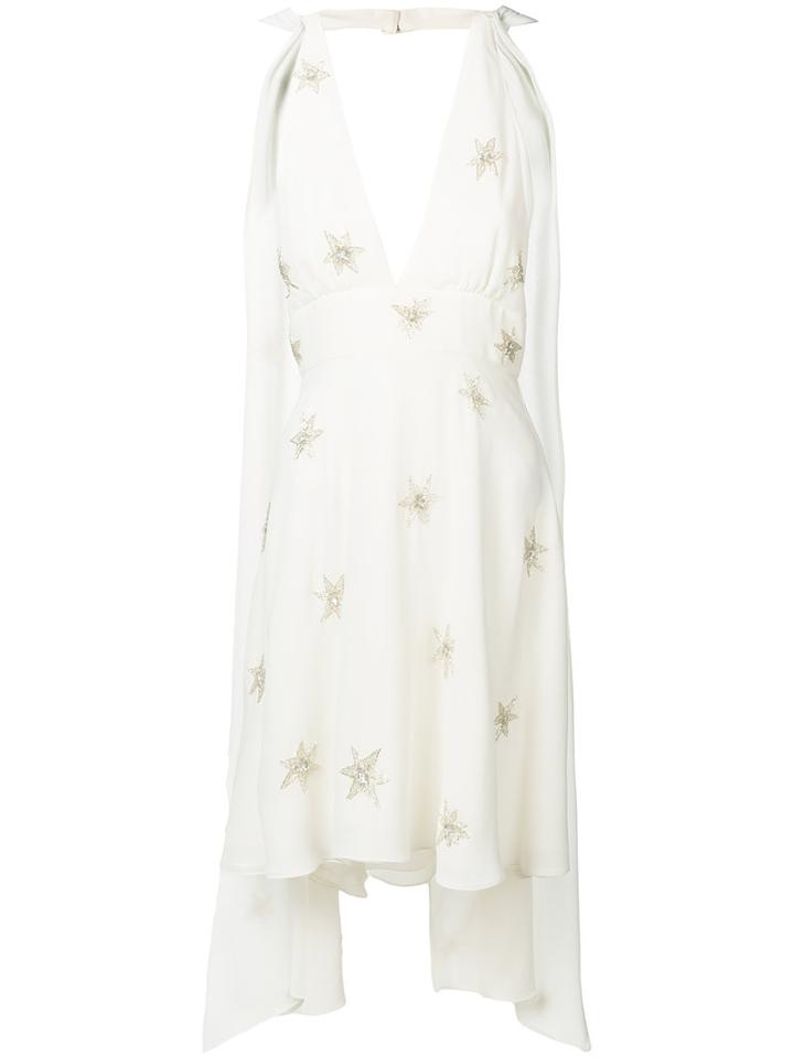 Saint Laurent Embellished Mini Shift Dress, Women's, Size: 38, Nude/neutrals, Silk