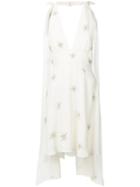 Saint Laurent Embellished Mini Shift Dress, Women's, Size: 38, Nude/neutrals, Silk