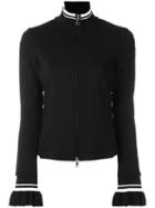 Moncler Striped Trim Jacket, Women's, Size: Large, Black, Polyamide/spandex/elastane