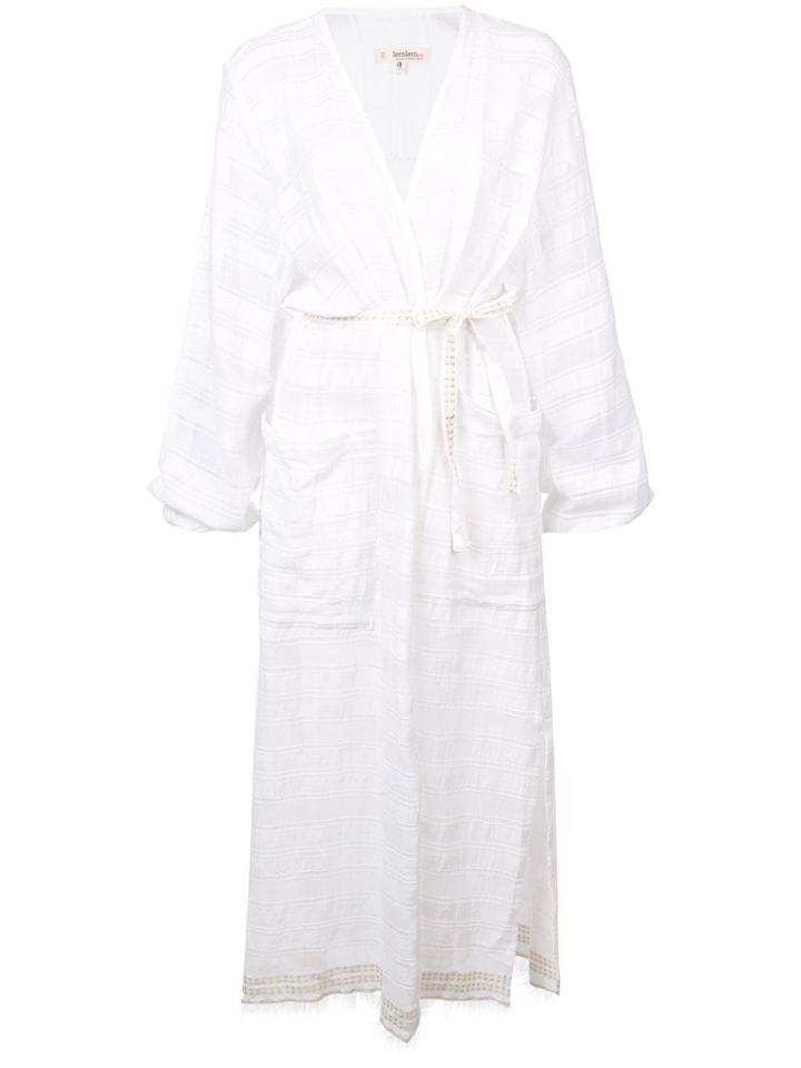 Lemlem Kelali Tie Waist Robe Dress - White