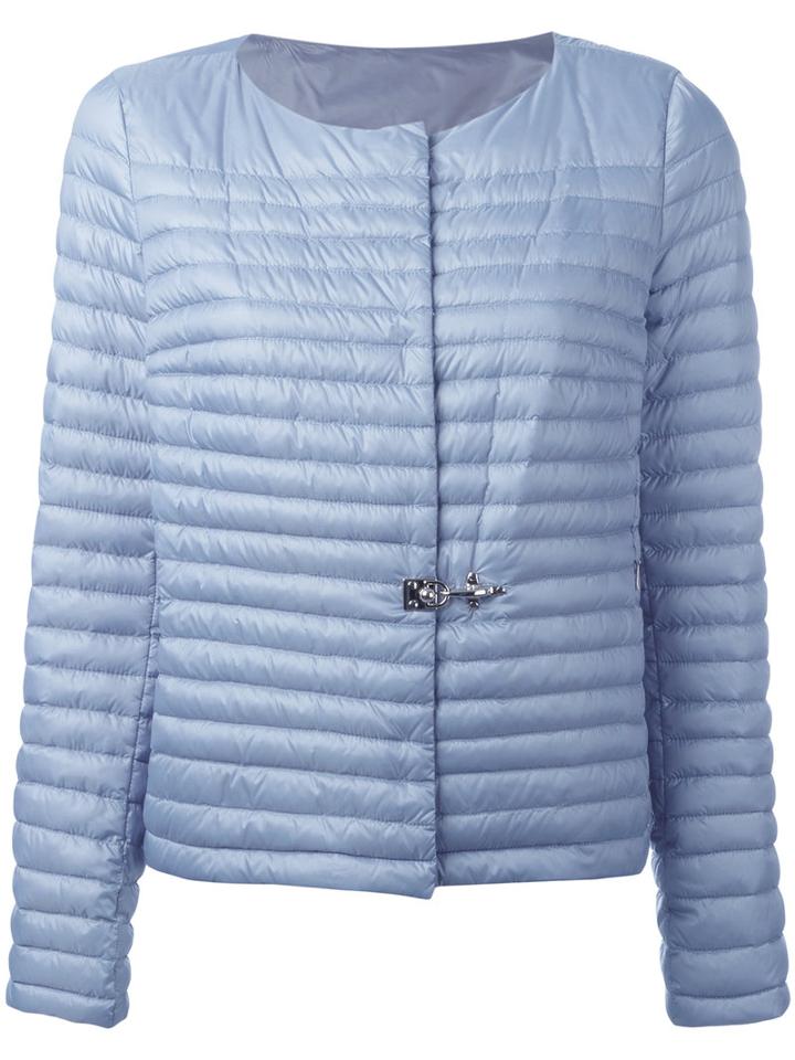 Fay Collarless Puffer Jacket, Women's, Size: Large, Blue, Polyester/polyamide/feather Down
