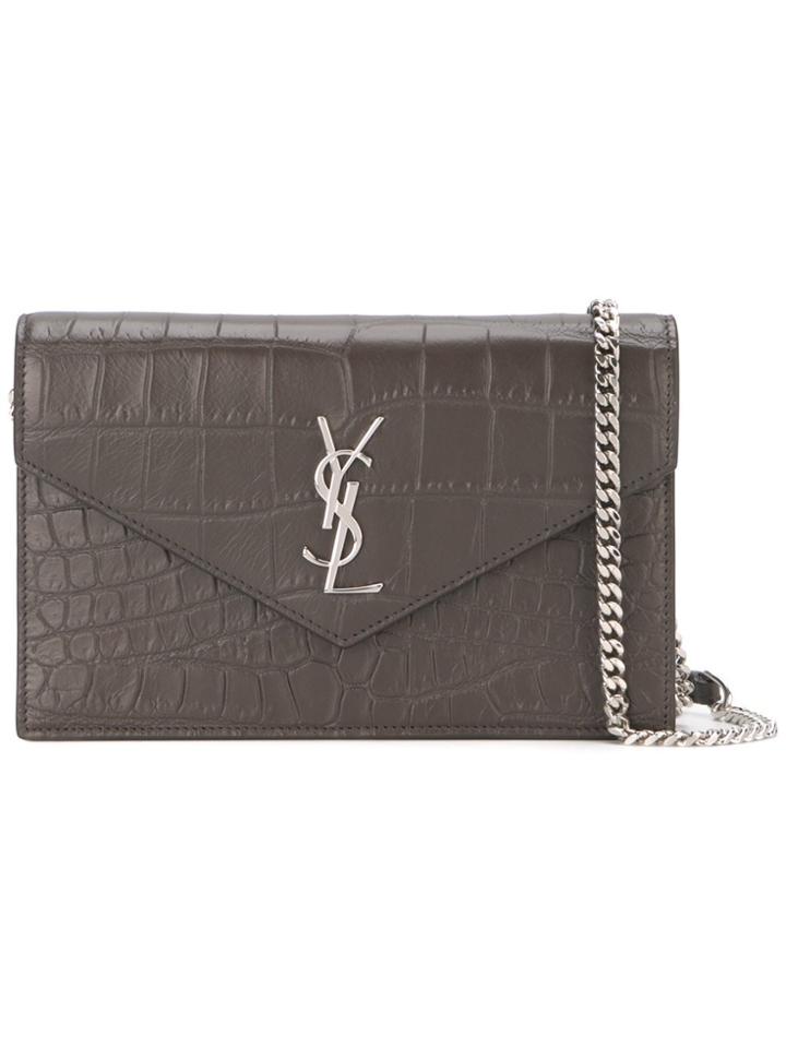 Saint Laurent 'monogram' Chain Wallet - Grey
