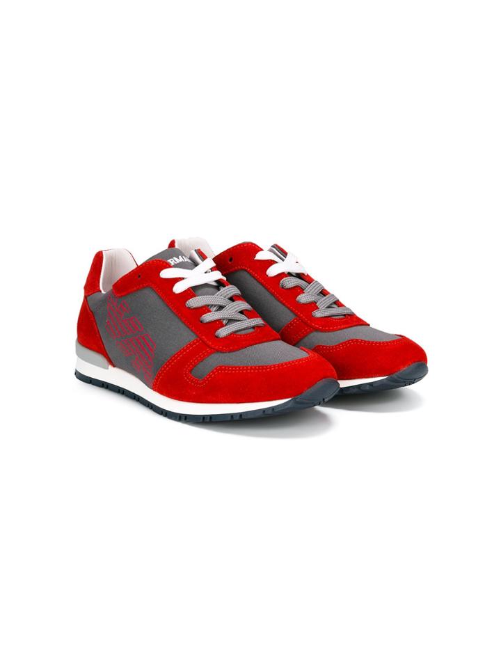 Armani Junior Logo Printed Sneakers - Red