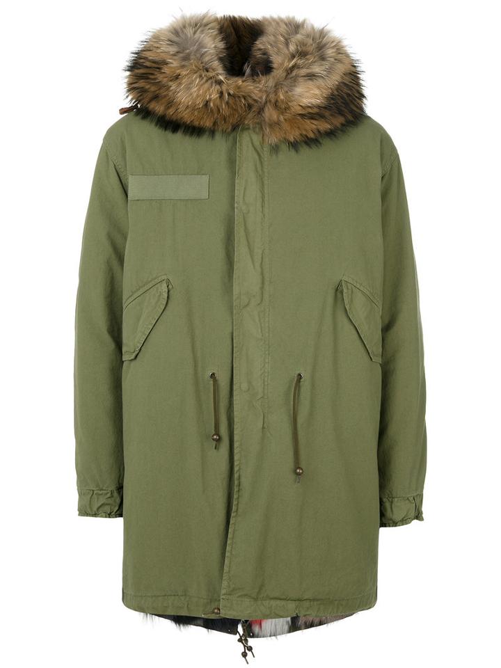 Mr & Mrs Italy - Lined Parka Coat - Men - Cotton/leather/polyamide/feather - Xs, Green, Cotton/leather/polyamide/feather