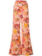 Msgm Floral Print Flared Trousers - Yellow & Orange
